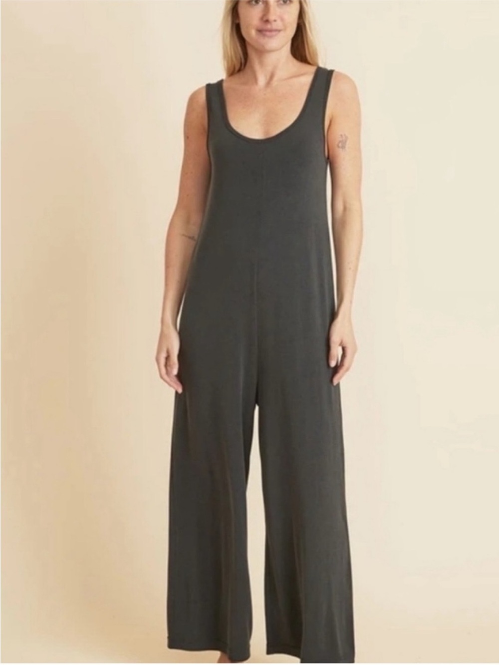 Marine Layer Women's Ribbed Jumpsuit Sz Medium Green Loose Fit Summer Casual